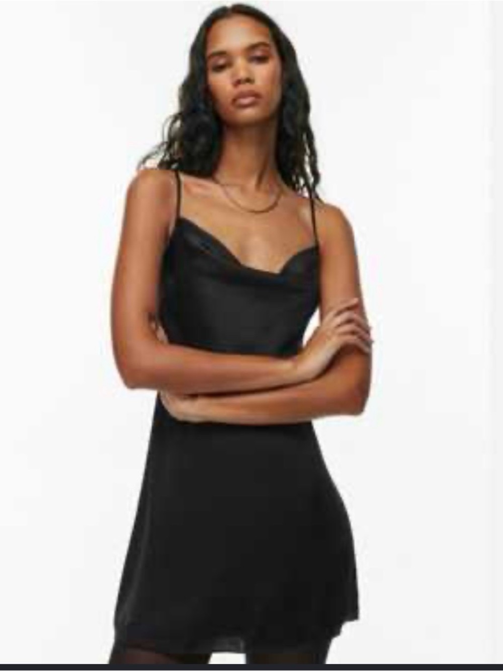 Aritzia Wilfred Black Satin Slip Mini Dress | Size 2XS - Picture 3 of 12